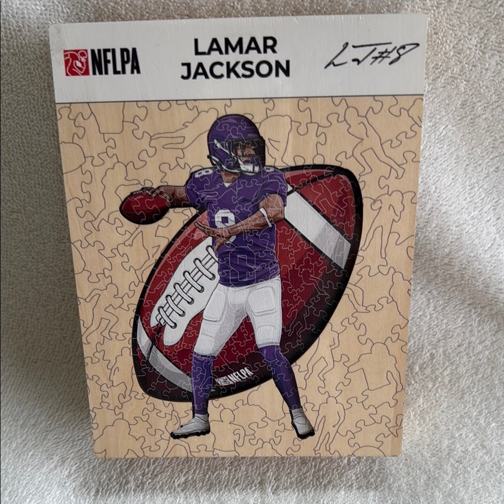 NFLPA Lamar Jackson Baltimore Ravens Iconic Wood Jigsaw Puzzle NEW